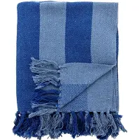 Bloomingville - Frello Decke - Blau - Recycelte Baumwolle