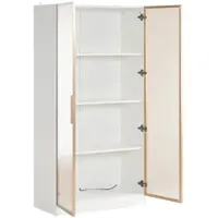 OKWISH Vitrine mit LED Beleuchtung Verstellbare Einlegeböden Wohnzimmer 80x40x160cm Weiß