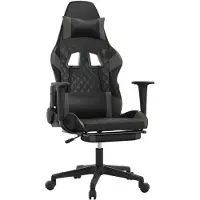 vidaXL Gaming-Stuhl mit Fußstütze Schwarz und Grau Kunstleder