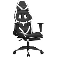 vidaXL Gaming-Stuhl mit Massage & Fußstütze Schwarz & Weiß Kunstleder