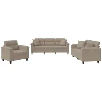 vidaXL 3-tlg. Sofagarnitur mit Kissen Taupe Mikrofasergewebe