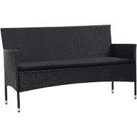vidaXL 3-Sitzer-Gartensofa mit Auflagen Schwarz Poly Rattan