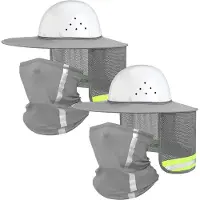 TAUOH Sonnenschutzhelm mit Nackenschutz, Hoher Sichtbarkeit, Breiter Krempe, Atmungsaktivem Netzgewebe und Halswärmer, Bandana und Gesichtsschal