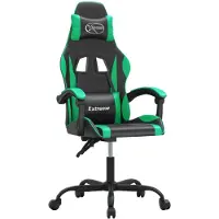 vidaXL Gaming-Stuhl Drehbar Schwarz und Grün Kunstleder