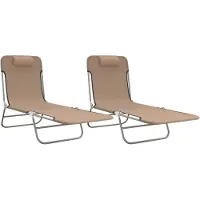 vidaXL Sonnenliegen Klappbar 2 Stk. Taupe Textilene und Stahl