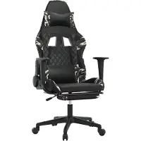 vidaXL Gamingstuhl mit Massage Fußstütze Schwarz Tarnfarben Kunstleder