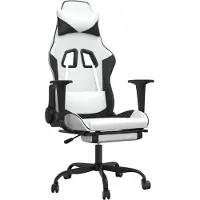 vidaXL Gaming-Stuhl mit Massage & Fußstütze Weiß & Schwarz Kunstleder