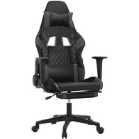 vidaXL Gaming-Stuhl mit Massage & Fußstütze Schwarz & Grau Kunstleder