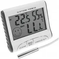 Rosfix Wetterstation – Hygrometer mit Außensensor | Temperatur- und Feuchtigkeitsanzeige Innen/Außen | Magnetisch, LCD, Batteriebetrieben
