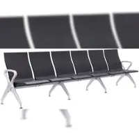 DELUKE Wartebank ERIK 6-Sitzer 338x59x89cm Kunststoff Schwarz Sitzbank Wartezimmer Airport-Bank