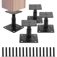 Relaxdays Pfostenträger höhenverstellbar 4er Set Schwarz