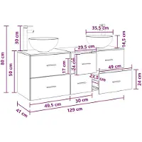vidaXL Badezimmerschrank-Set 3 stk. Schwarze Eiche 49,5 x 41 x 64,5 cm
