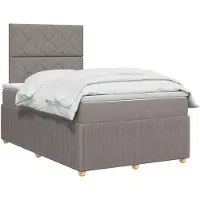 vidaXL LED Boxspringbett mit Matratze Taupe 120 x 200 cm Stoff