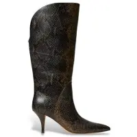 Twinset für Damen. 262TGT074 Hohe Stiefel aus Leder mit braunem Pythonprint (38), 3 bis 5 cm, Keine, Lässig