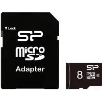 Silicon Power SP008GBSTH010V10SP, 8 GB, MicroSDHC, Klasse 10, Schwarz