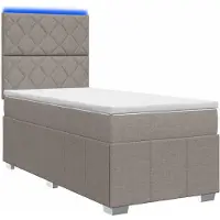 Syfax LED Boxspringbett mit Matratze Taupe 100 x 200 cm Stoff