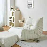 360Home Relaxsessel Fernsehsessel Sofa bequemer sessel mit Hocker Beige