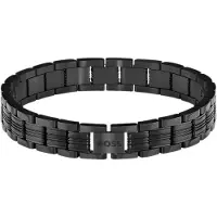 BOSS Gliederarmband "EMBLEM", schwarz, Armbänder, Herren, 21cm, Edelstahl, Gliederarmband