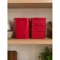 Tupperware Eidgenosse rot Quadratisch Kompaktbehälter Vorrat Modular (4) 1,2 l x2, 2,5 l ir 5,5 l