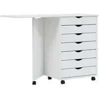 Helloshop26 - Rollbarer Schrank mit Klapptisch organisierter Stauraum 105,5 x 39 x 74,5 cm Kiefernholz