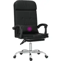 Syfax Ergonomischer Bürostuhl mit verstellbarer Rückenlehne und Massagefunktion, bezogen mit schwarzem Kunstleder