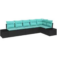 vidaXL Gartensofa-set 6 stk. Schwarz Poly-Rattan
