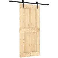 vidaXL Schiebetür Natürlich und Schwarz 90 x 210 cm Massivkiefer