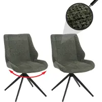 Mendler 2er-Set Esszimmerstuhl MCW-O48, Küchenstuhl, drehbar Auto-Return, Stoff/Textil Chenille (320g/m²) grün