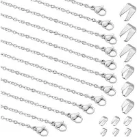OEM Kunststofkettingen 30 Stuks 45 cm - Roestvrij Stalen Kabelkettingen - Kreeftsluitingen - Sieraden Maken - 2 mm Dikte