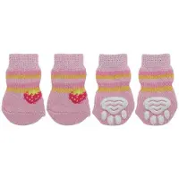 OEM Hauskatzen-Slipper - Pootschutz - Set aus 4 - Silikon-Gelzehen - Wärmeres Polyester - Größe S (6 x 2,5 cm) - Hunde-Slipper