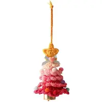 OEM Handgefertigte Mini-Kerstbäume aus Weichwolle - 3er Set - mit goldenen Glocken - hängbar - Handarbeit
