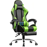 GTPLAYER Bürostuhl Gaming Stuhl Massage Gaming Sessel Ergonomischer Gamer Stuhl mit Fußstütze, Kopfstütze Massage-Lendenkissen, Gepolstert Gaming Chair, Drehsessel