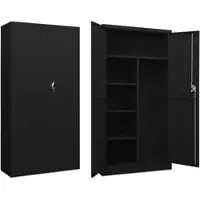 Décoshop26 - Büroschrank mit 2 Türen und 4 Einlegeböden 90 x 40 x 180 cm schwarzer Stahl DEC024489 DEC024489