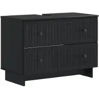 vidaXL 2-teiliges Badezimmer Schrank Set EDE Schwarz Holzwerkstoff