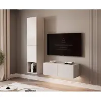 Idohome Hängende Wohnwand ANGEL LINE V mit LED-Beleuchtung Kaschmir