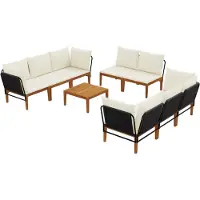 vidaXL 9 stk. Massives Akazienholz & Seil Natur