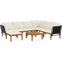 vidaXL 8 stk. Massives Akazienholz & Seil Natur