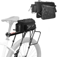 RockBros Fahrradtasche Gepäckträgertasche mit Regenschutz Schwarz mit Fahrrad Gepäckträger Aluminium verstellbar 26-29 Zoll