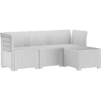 vidaXL 4-Sitzer Garten Sofa Rattan Look PP Weiß
