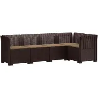 vidaXL 5-Sitzer Gartensofa mit Kissen Rattan-Look PP Braun