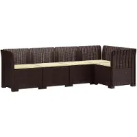 vidaXL 5-Sitzer Gartensofa mit Kissen Rattan-Look PP Braun