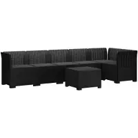 vidaXL 6-Sitzer Garten Sofa mit Kissen Rattan Look PP Anthrazit