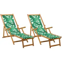Syfax Klappbare Sonnenliege 2 pcs 3 Position Massives Eukalyptus Holz