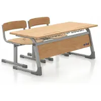 Xl Moebel Gmbh Schulbank aus Holz mit zwei stabilen Stühlen und großem Ablagefach