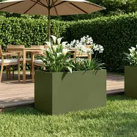 Prolenta Maison Exclusive - Garten-Pflanzgefäß Olivgrün 50 x 40 x 40 cm Kaltgewalzter Stahl