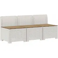vidaXL 3-Sitzer Garten Sofa mit Kissen Rattan-Look PP Weiß