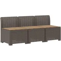 vidaXL 3-Sitzer Garten Sofa mit Kissen Rattan-Look PP Hellgrau