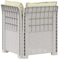 vidaXL 1-Sitzer Garten-Sofa mit Kissen Rattan-Look PP Weiß