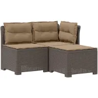 vidaXL 3-Sitzer Garten Sofa mit Kissen Rattan-Look PP Hellgrau