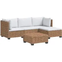 vidaXL 5 Stk. Rattan-Lounge-Set mit Kissen GENDT Naturrattan Natur